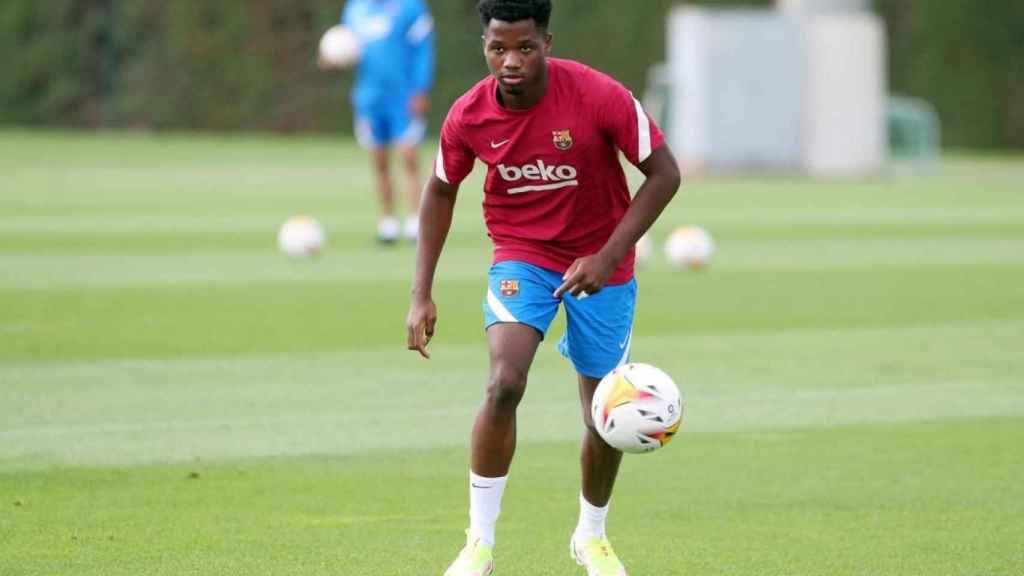 Ansu Fati entrenando con el Barça / FC Barcelona