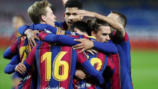 Los jugadores del Barça celebrando el gol contra el Levante / FC Barcelona