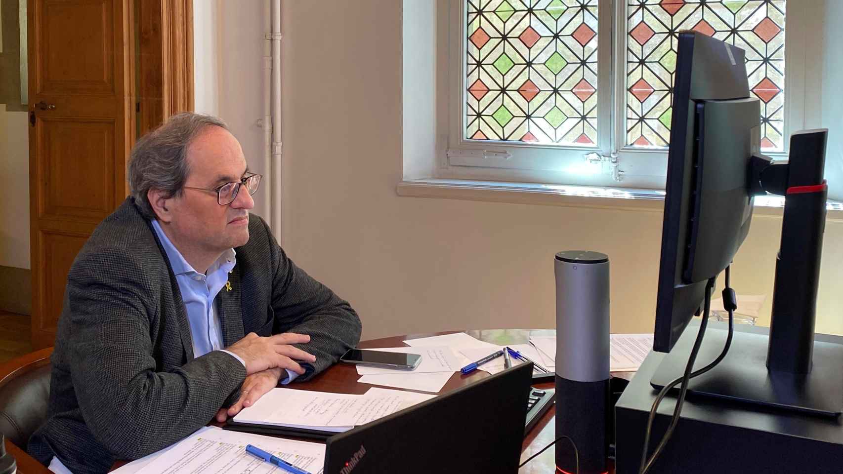 El presidente de la Generalitat, Quim Torra, durante el Consell Executiu extraordinario / EFE