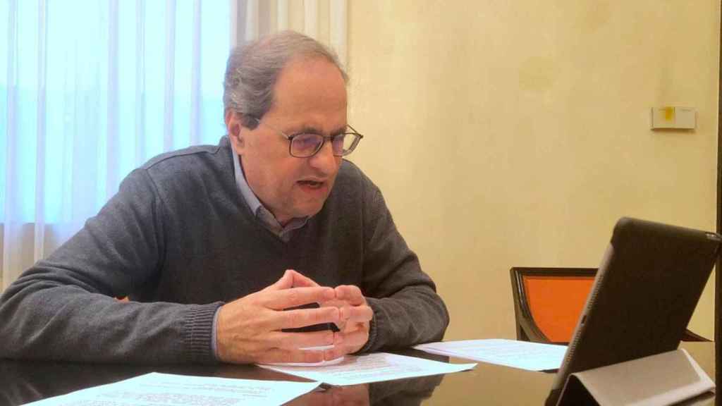 Quim Torra en una reunión telemática sobre el coronavirus. Independentistas / GOVERN