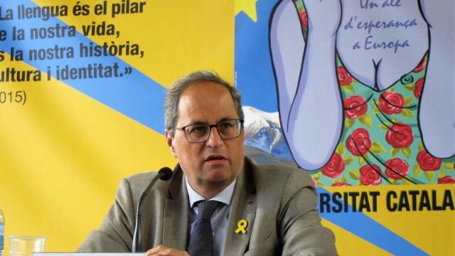 El presidente de la Generalitat, Quim Torra, durante su intervención en la Universitat Catalana d'Estiu / EUROPA PRESS