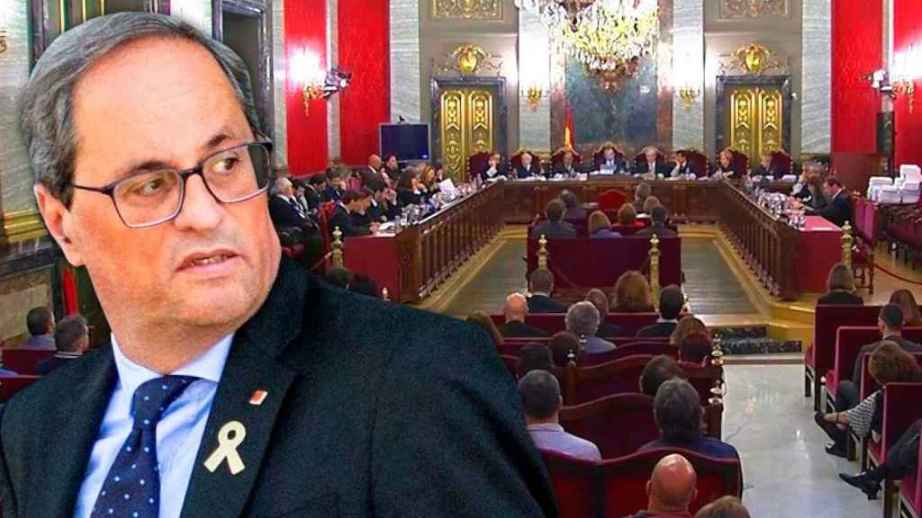 Quim Torra, en el último día del juicio del 'procés' en el Tribunal Supremo / FOTOMONTAJE DE CG