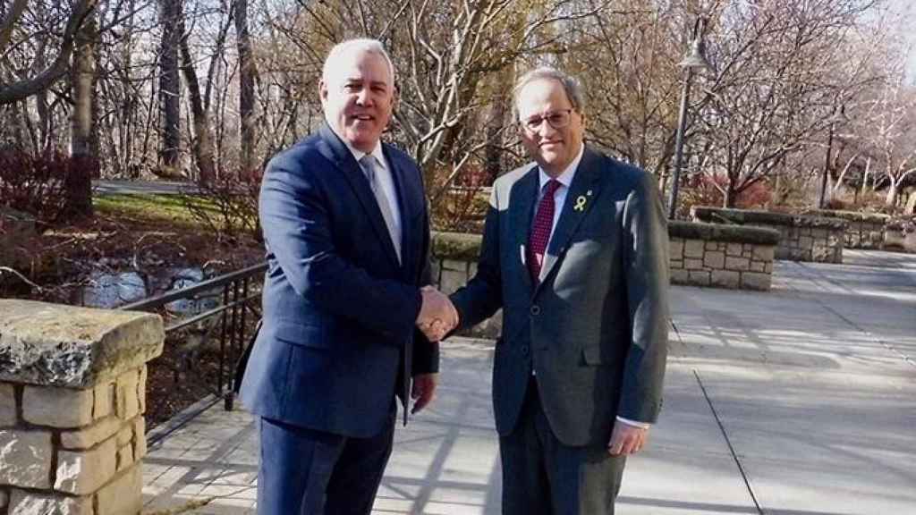 El alcalde de Boise (Idaho), David Bieter (I) y Quim Torra (d), durante la estancia del presidente de la Generalitat en Estados Unidos / GOVERN