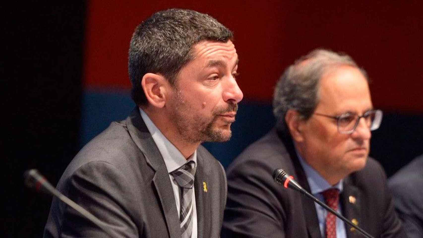 Joan Canadell, presidente de la Cámara de Comercio de Barcelona, junto al expresidente de la Generalitat Quim Torra / EFE