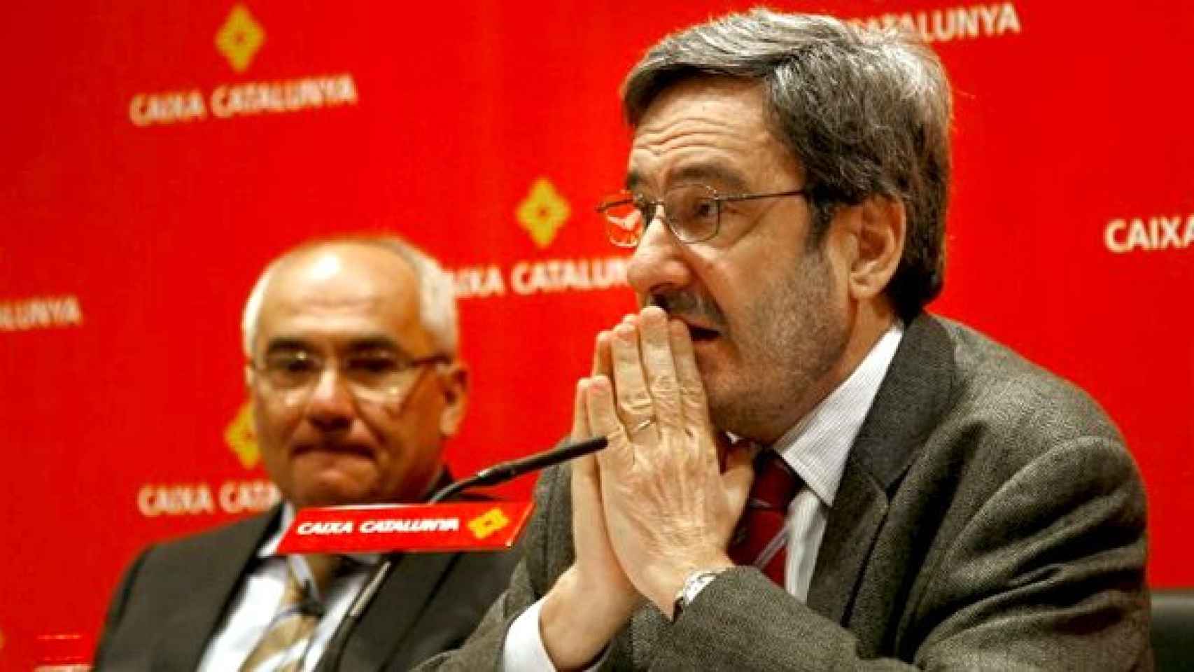 Narcís Serra (d) y Adolf Todó (i) en una imagen de archivo de una presentación de resultados de CatalunyaCaixa / EFE