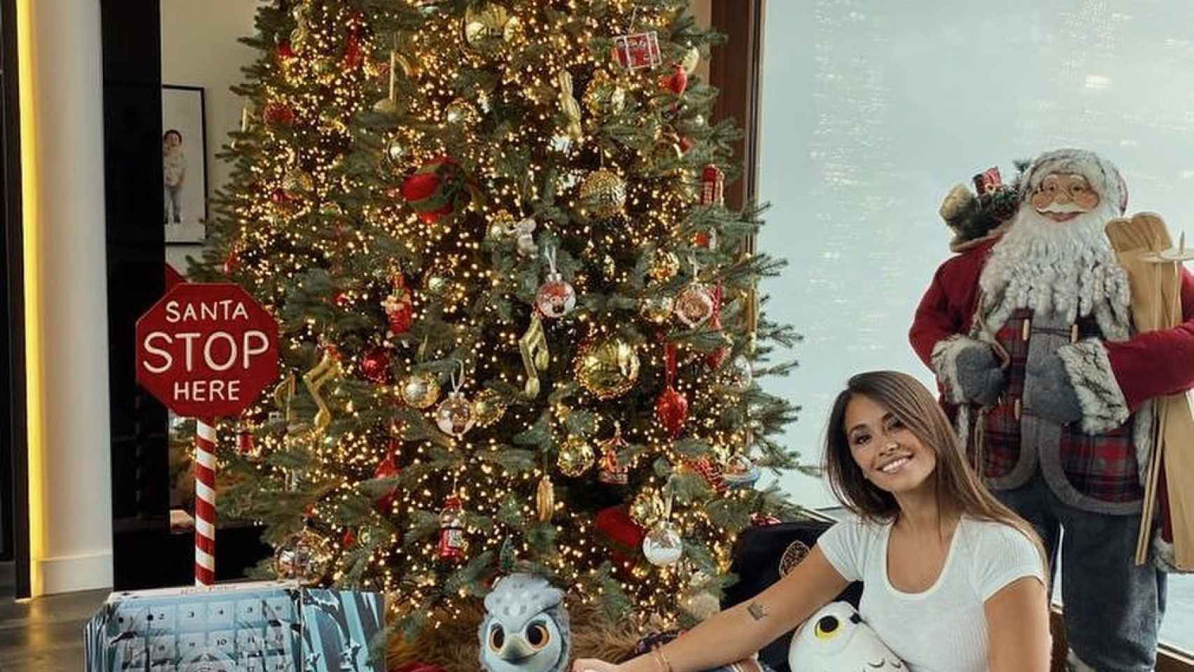 Antonella Roccuzzo con su árbol de Harry Potte