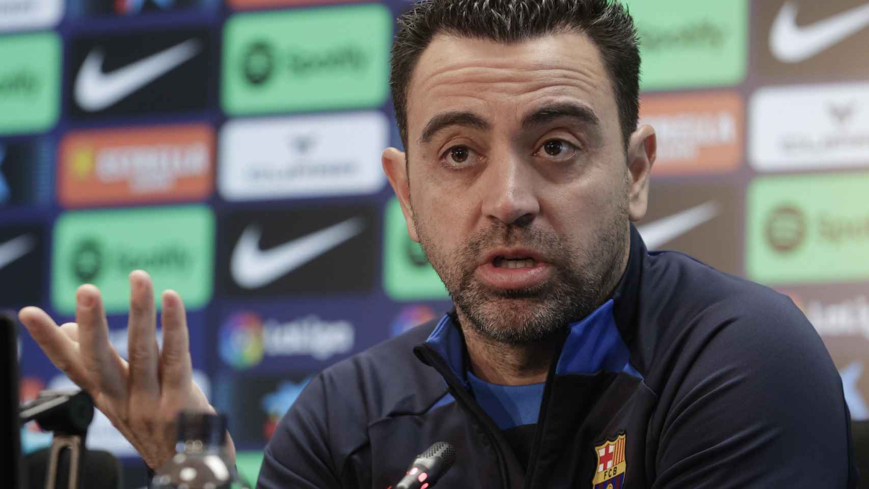 Xavi Hernández, durante la rueda de prensa previa al Barça United / EFE