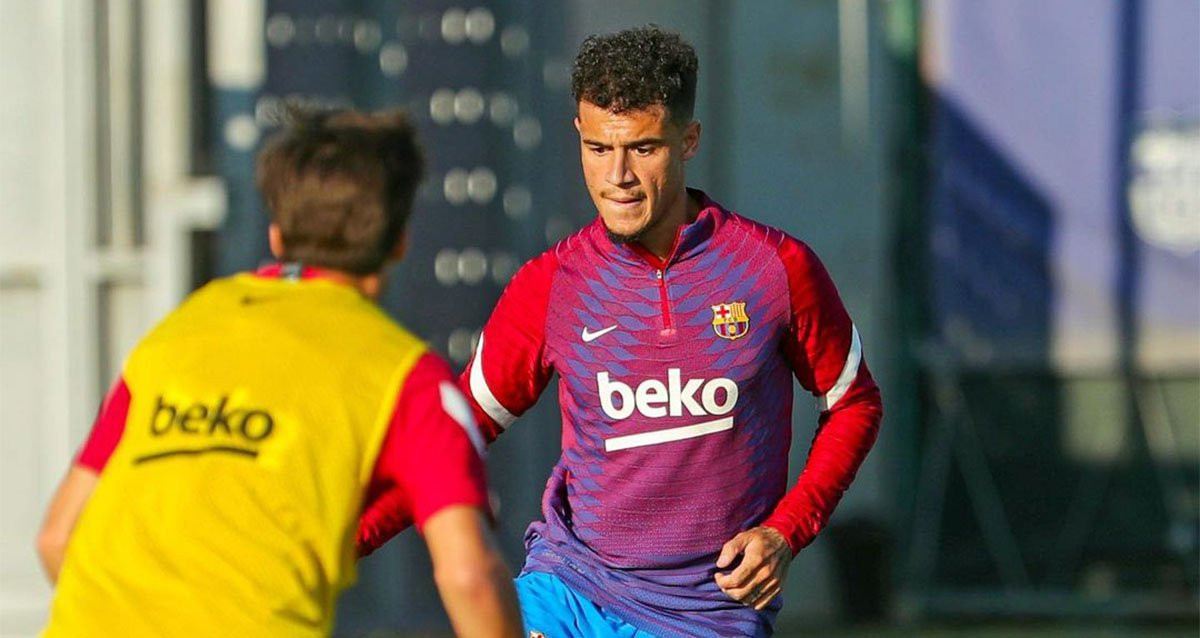 Philippe Coutinho, durante un entrenamiento del Barça / FCB