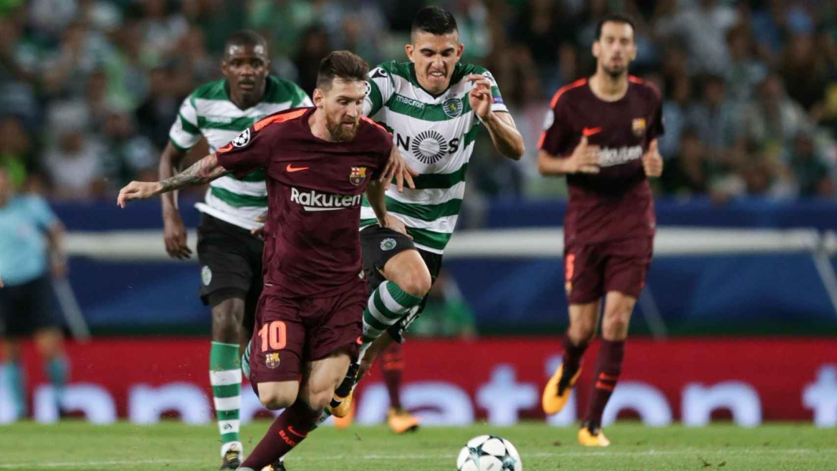 Leo Messi, en un choque ante el Sporting CP en Lisboa | EFE