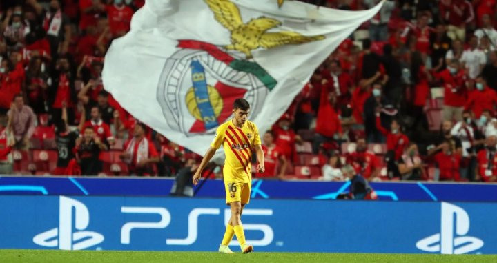 Pedri durante el partido del Barça contra el Benfica / FC Barcelona