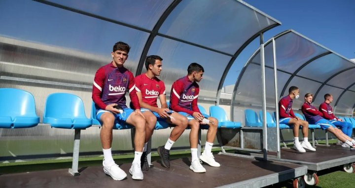 Varios jugadores del Barça en el entrenamiento previo al partido ante Benfica / FCB