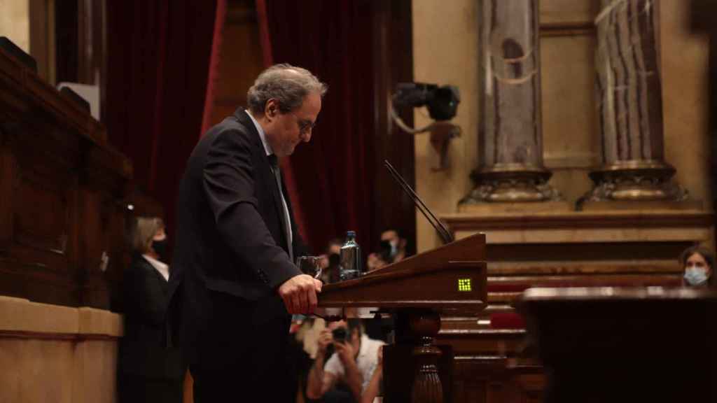 El presidente de la Generalitat, Quim Torra, en el pleno del Parlament sobre la monarquía / EUROPA PRESS