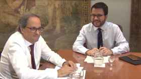 El presidente de la Generalitat, Quim Torra (i), junto al número dos del Ejecutivo autonómico, Pere Aragonès (d) / EUROPA PRESS