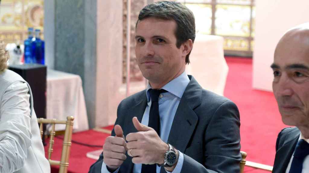 El presidente del PP, Pablo Casado, durante su participación en el Foro ABC-Deloitte, en Madrid / EFE