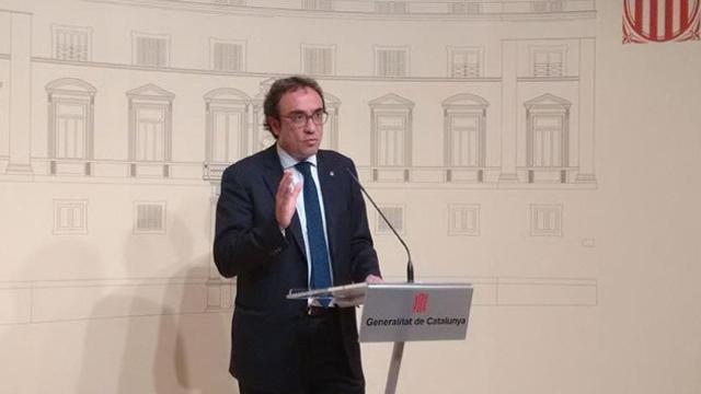 El consejero de Territorio y Sostenibilidad, Josep Rull, en la rueda de prensa posterior a la firma del acuerdo.