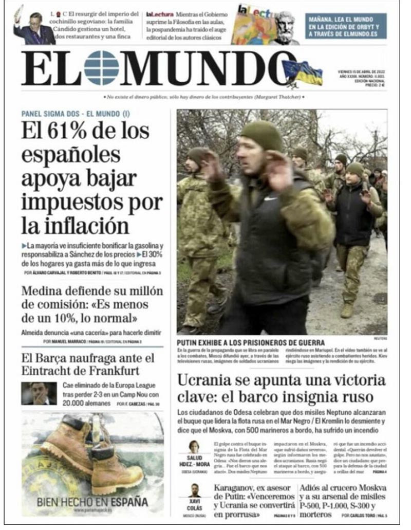 Portada de El Mundo del 15 de abril