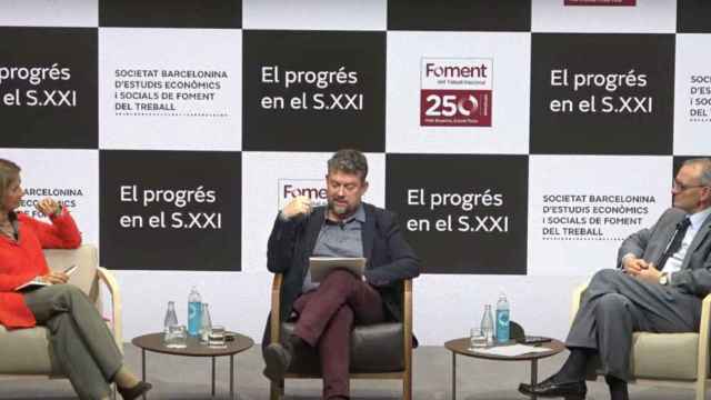 Cristina Garmendia, Francesc Marc Álvaro y Antón Costas, en el debate de Foment /CG