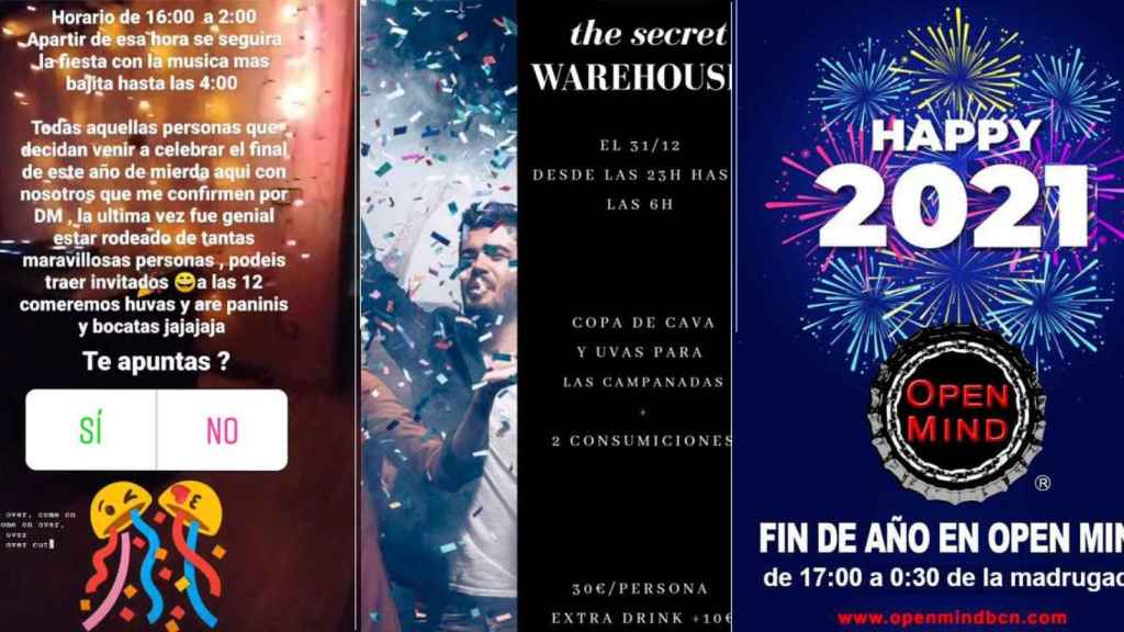 Tres imágenes de fiestas ilegales de cara al Fin de Año de 2020 en Cataluña / CG