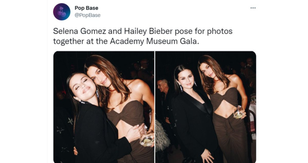 Hailey Bieber y Selena Gomez en su primera fotografía juntas / TWITTER