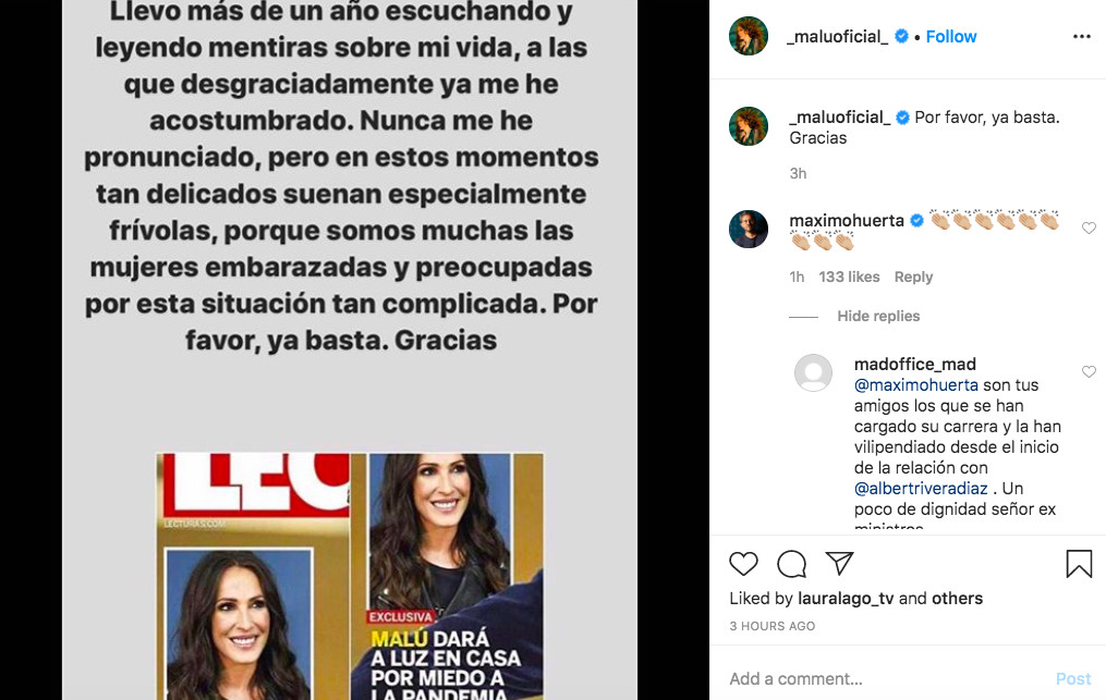 Malú desmiente a Laura Fa y a la revista Lecturas / INSTAGRAM