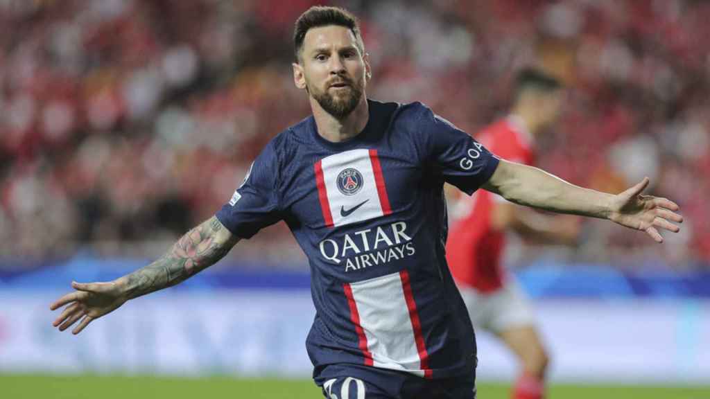 Leo Messi, celebrando un gol contra el Benfica en Champions League / EFE