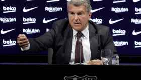 Joan Laporta, durante su comparecencia por las nuevas medidas para los abonados al Camp Nou / EFE