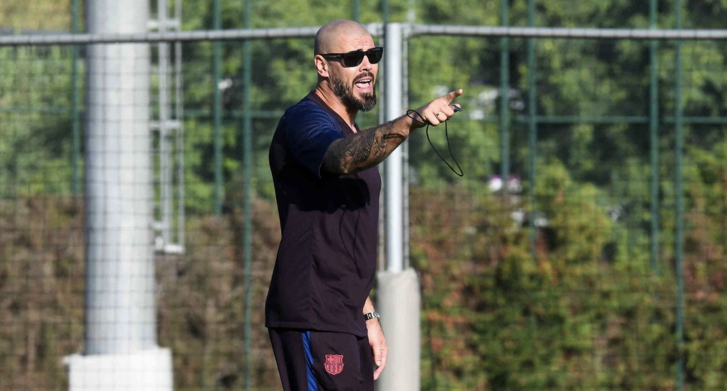 Una foto de Víctor Valdés durante un entrenamiento del Juvenil A del Barça / FCB