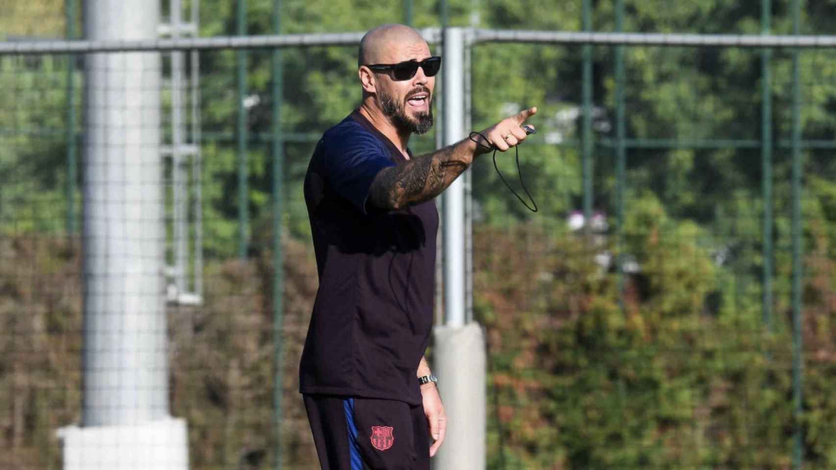 Una foto de Víctor Valdés durante un entrenamiento del Juvenil A del Barça / FCB