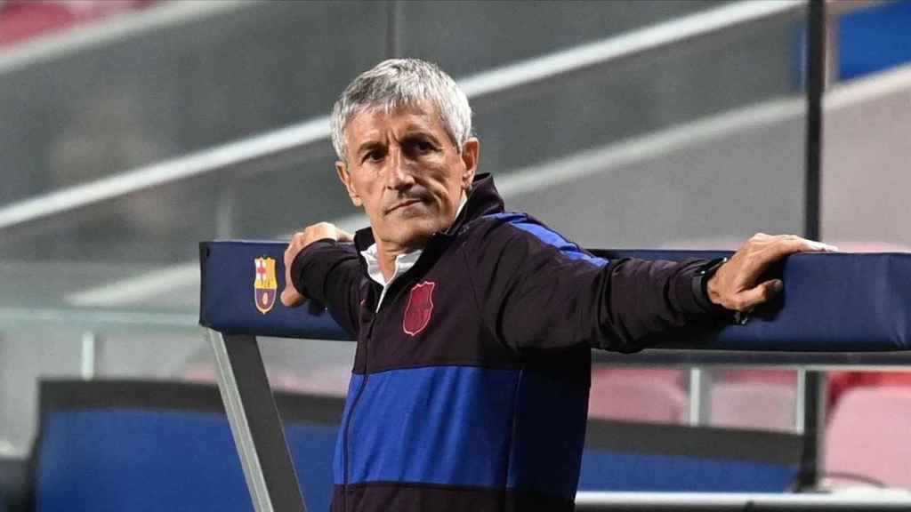 Quique Setién, durante el partido contra el Bayern en Lisboa