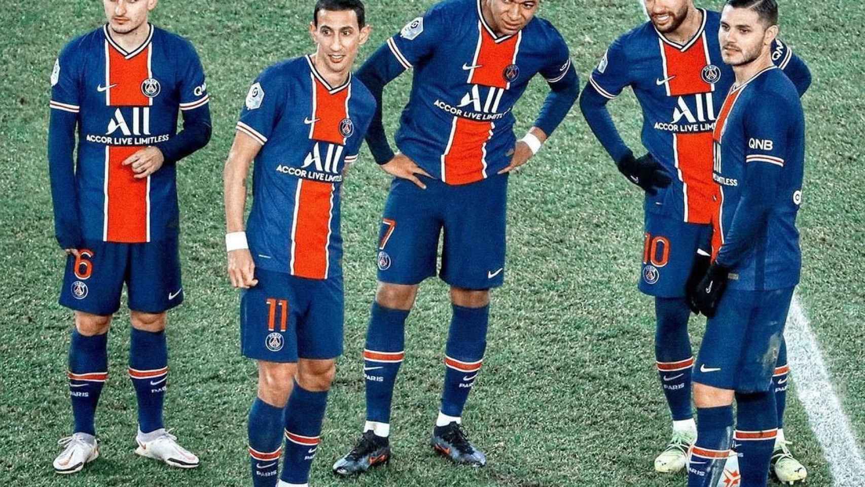 Los jugadores del PSG tras ganar el clásico francés ante el Olympique de Marsella / REDES