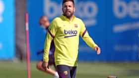 Jordi Alba en un entrenamiento del Barça / FCB