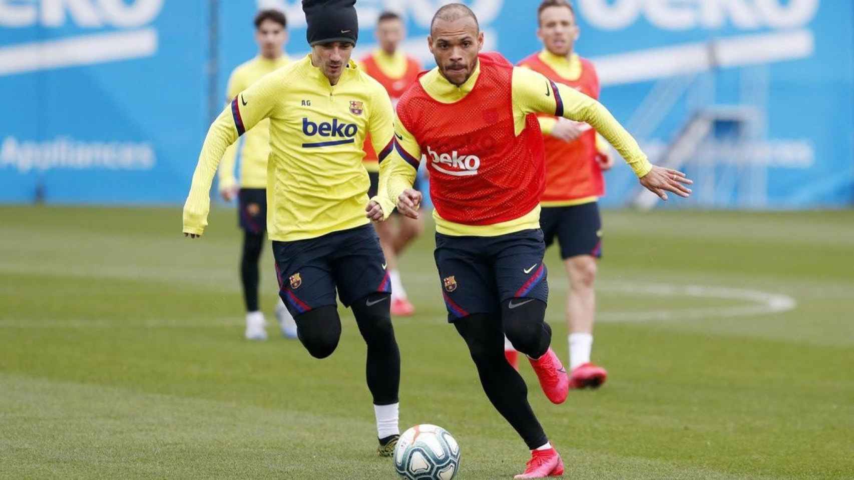 Braithwaite, en un entrenamiento del Barça | FCB