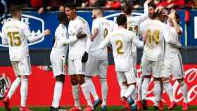 Algunos jugadores del Real Madrid celebrando un gol /REAL MADRID CF