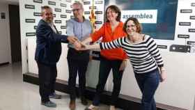 La presidenta de la ANC, Elisenda Paluzie, junto a su vicepresidente, David Fernández, la secretaria de la entidad, Patricia Sierra, y el tesorero, Carles Xavier Gómez / ANC