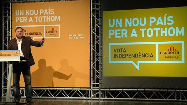 Oriol Junqueras, en un mitin de ERC
