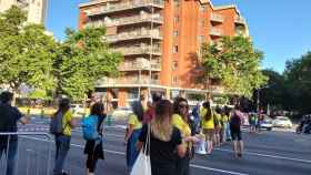 Corte de sindicatos docentes en la Gran Via frente al túnel de las Glòries / @INTEREDUCACIO