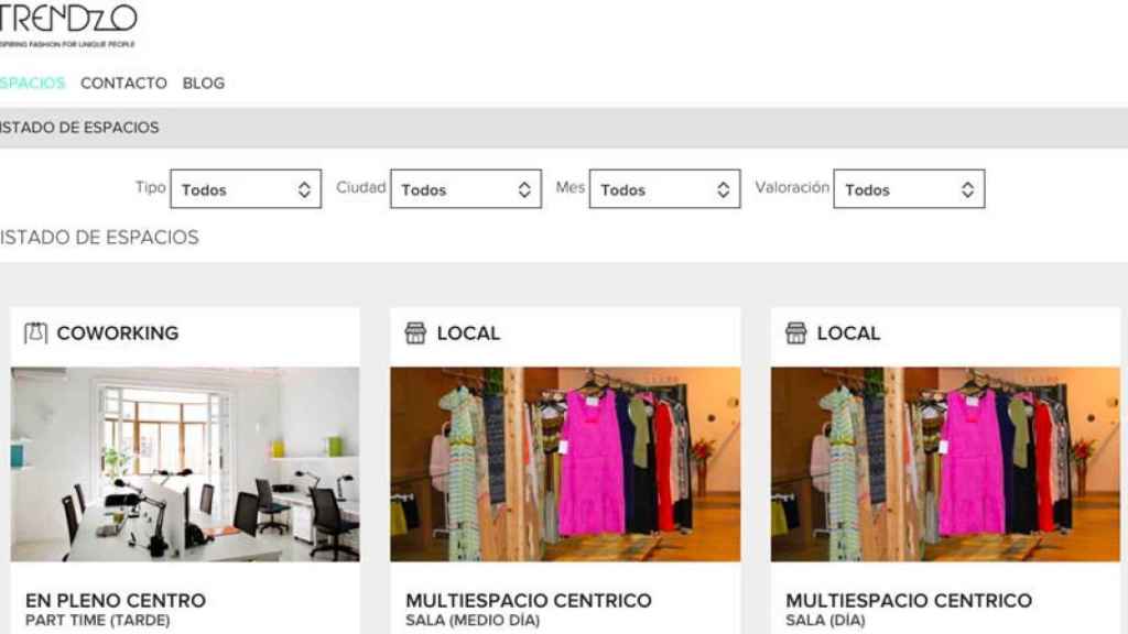 Imagen de la página web de la empresa en la que pueden verse muestras de locales de venta.