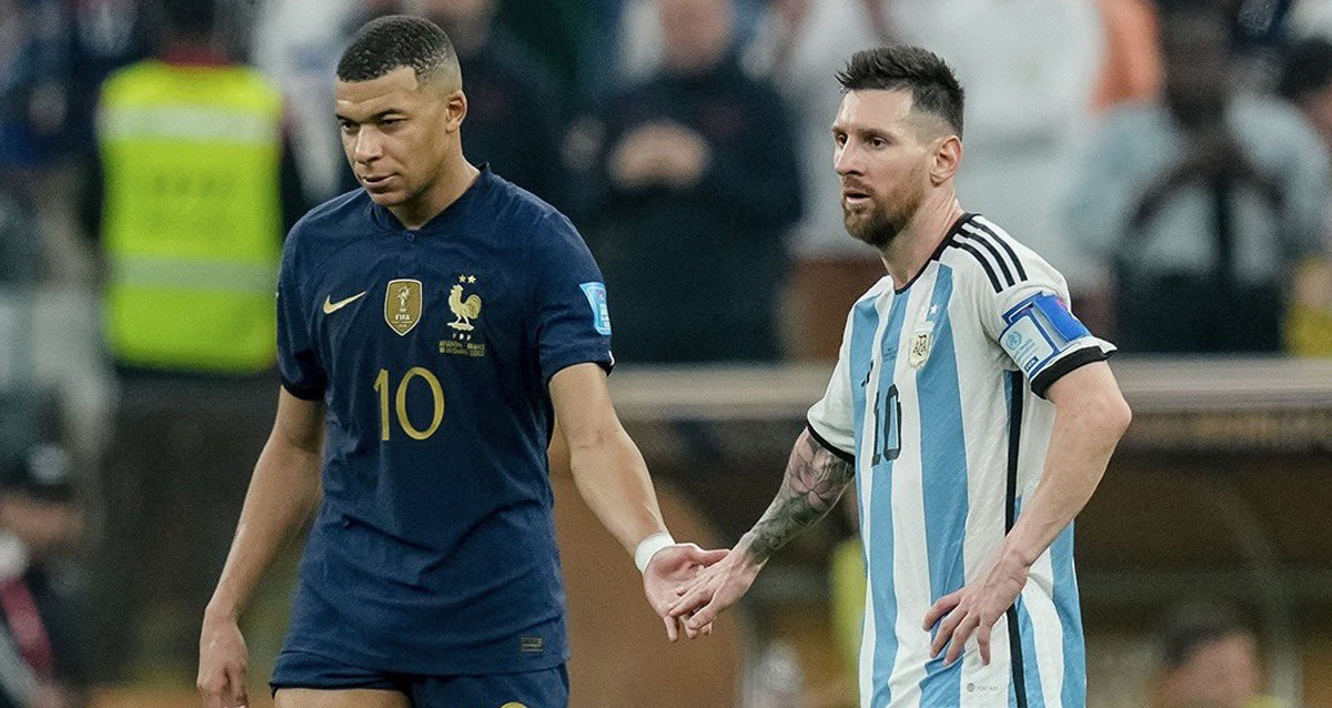 El saludo entre Kylian Mbappé y Lionel Messi, antes de la disputa de la final del Mundial / REDES