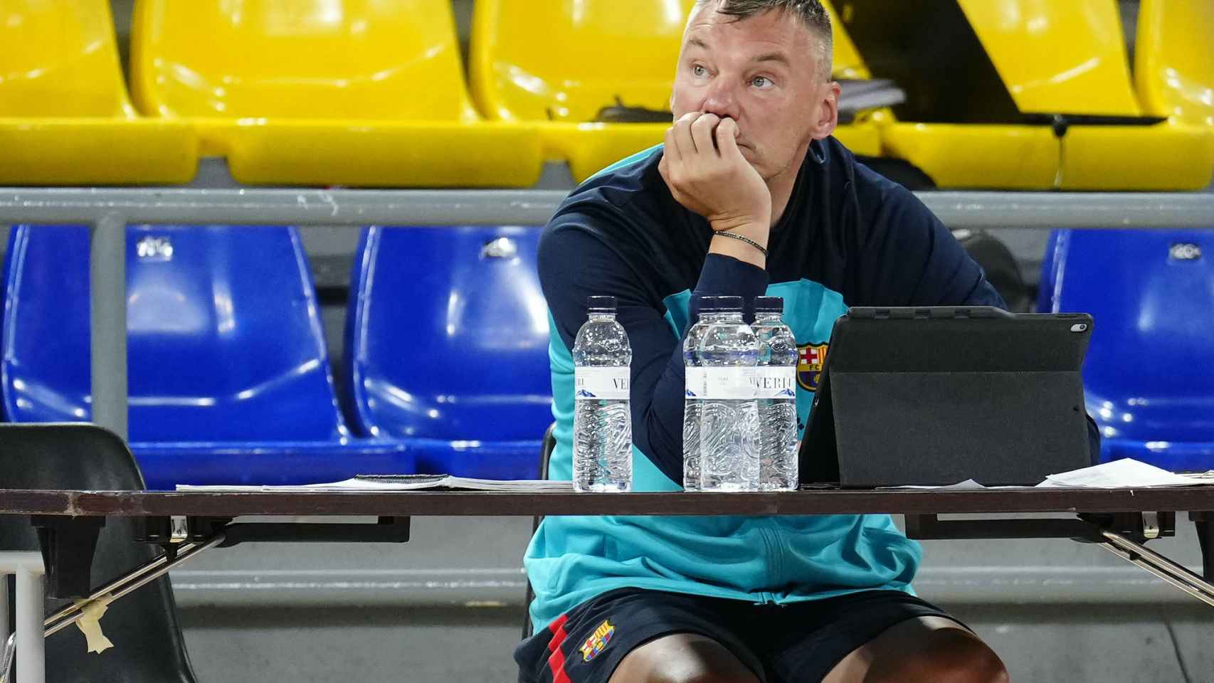 Saras Jasikevicius, durante un entrenamiento del Barça de baloncesto / EFE