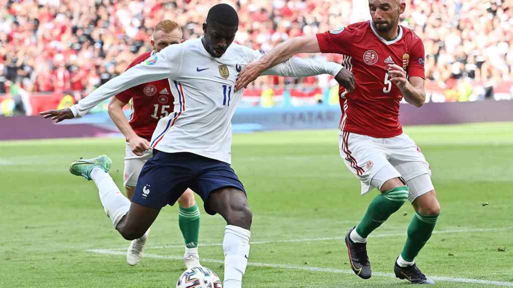 Ousmane Dembélé chuta en el partido ante Hungría en la Eurocopa / EFE