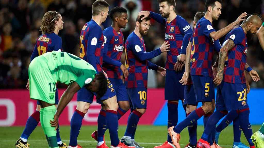 Los jugadores del Barça, celebrando un gol contra el Leganés | EFE