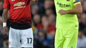 Luis Suárez celebra el primer gol ante el Manchester United / EFE