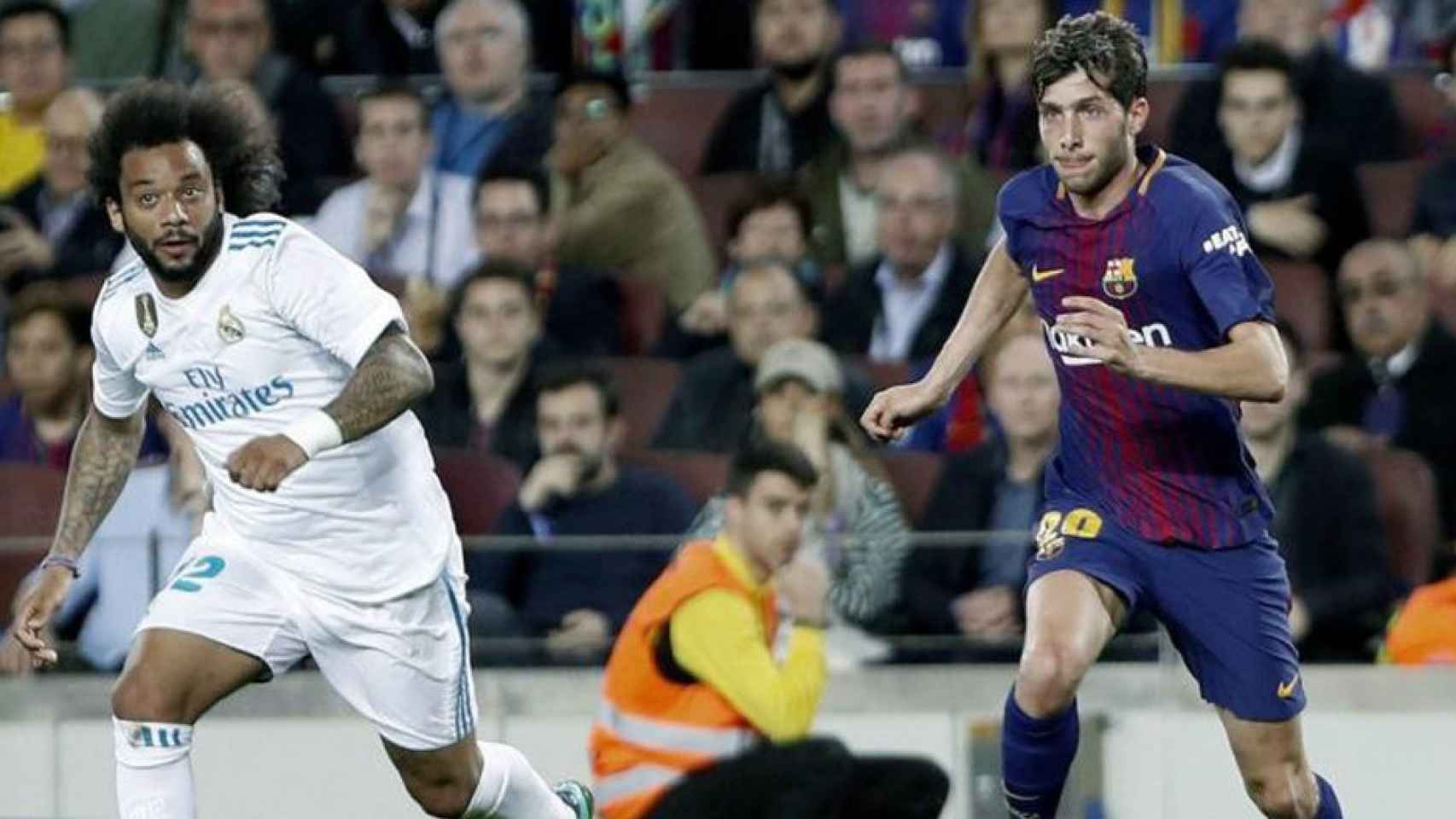 Sergi Roberto y Marcelo durante el clásico de la pasada temporada / EFE