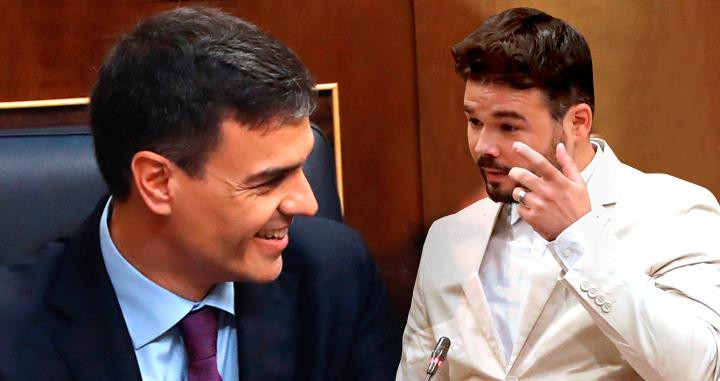 Pedro Sánchez, el presidente del Gobierno, y el diputado de ERC en el Congreso, Gabriel Rufián / CG