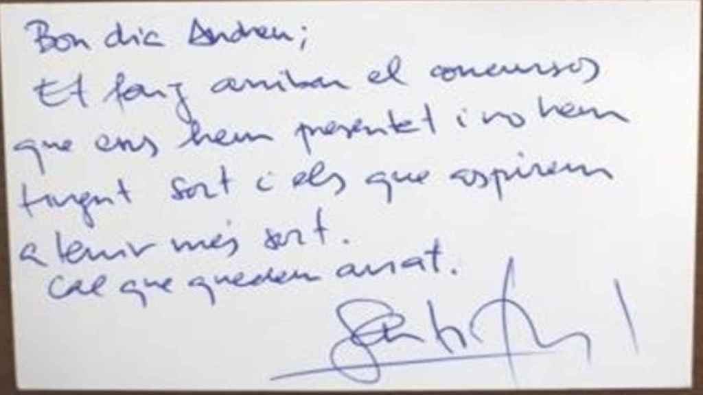 Nota enviada al extesorero de CDC por un empresario que concursaba para adjudicarse obras públicas de la Generalitat / EUROPA PRESS