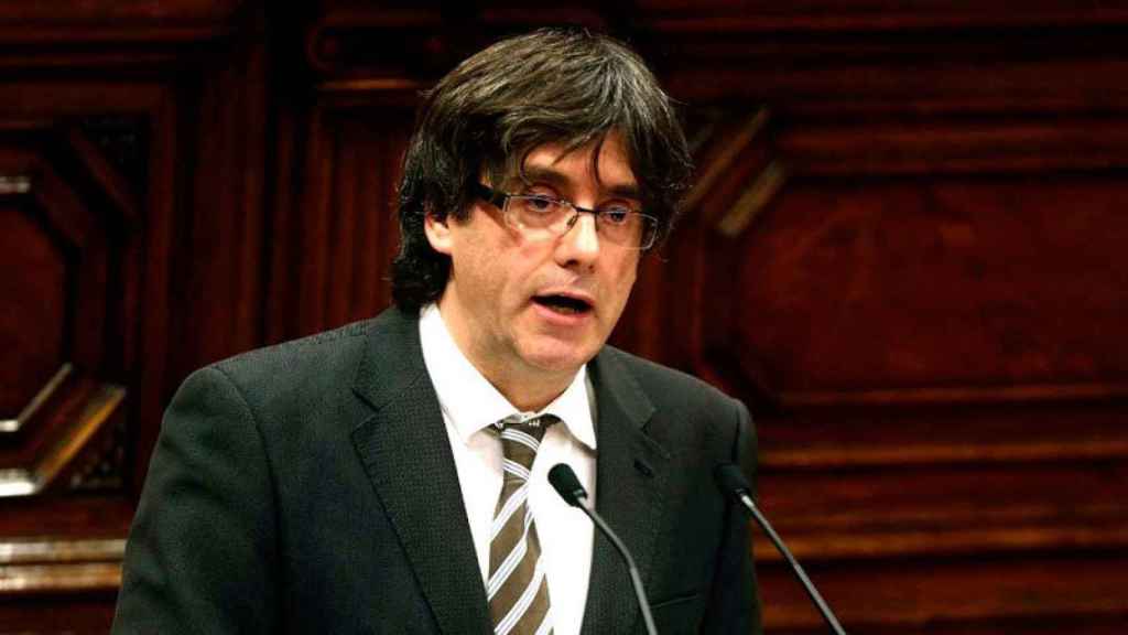 El presidente de la Generalitat, Carles Puigdemont, en el Parlamento catalán.