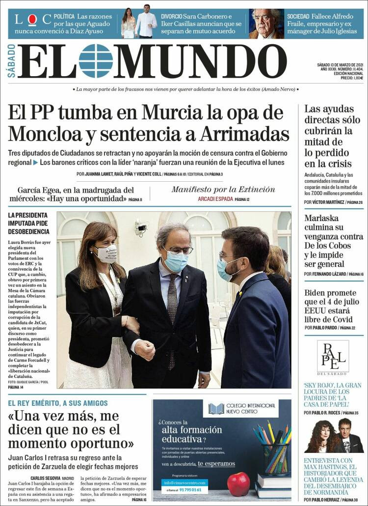 Portada de 'El Mundo' del 13 de marzo / EL MUNDO