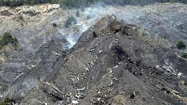 Lugar del accidente del vuelo Barcelona-Dusseldorf, en los Alpes franceses