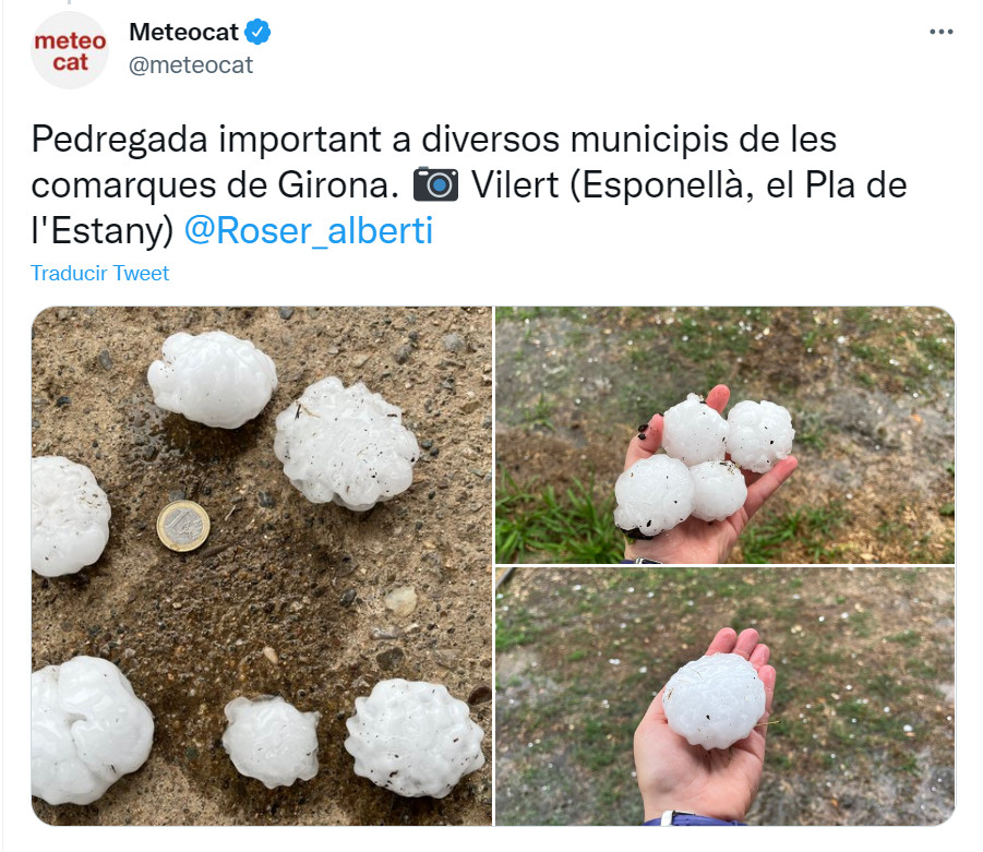 Tuit con la granizada en el norte de Cataluña / @meteocat