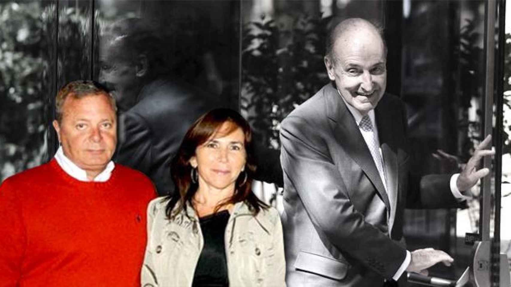 Oscar Leria (i) y Paola Luksic (c), las dos principales caras de la fortuna familiar junto a Miquel Roca y Junyent (d), el expolítico y abogado que fundó el despacho que defiende los intereses de la familia en Banco Popular / FOTOMONTAJE DE CG